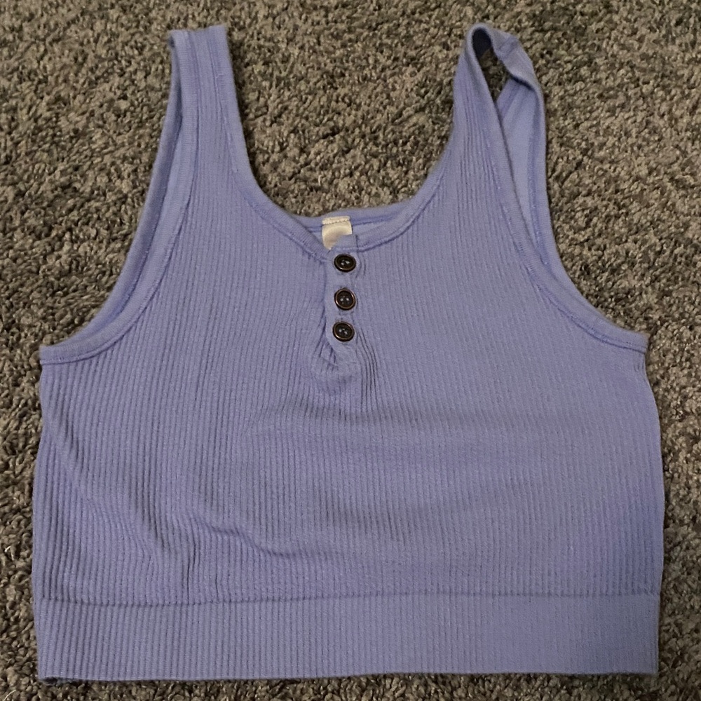 By Together Women's Blue Ribbed Tank Top
